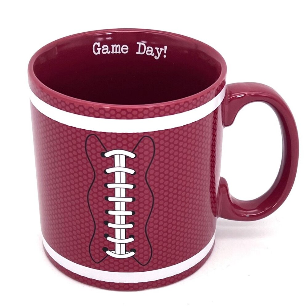 Big Game Day Football Coffee Cup Mug Oversize Pigskin Texture Paint Real Simple
